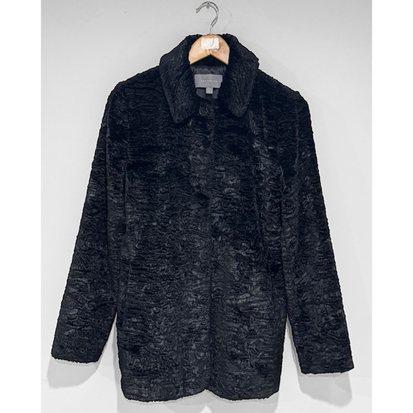 Ann Taylor Women's Black Persian Lamb Texture Faux Fur Coat Size S - Picture 5 of 11